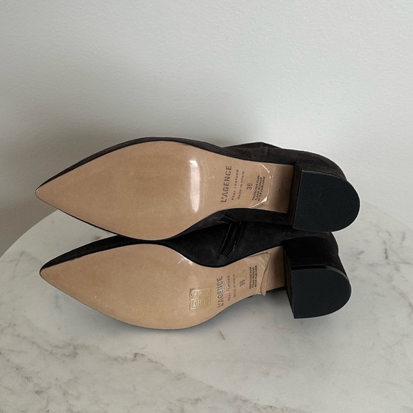 L'AGENCE NEW Jeanne Block Heel Bootie Charcoal Gray Pointed Toe Size 6 US 36 - Picture 6 of 6